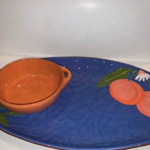 Tag Chip and Dip Tray with Peaches